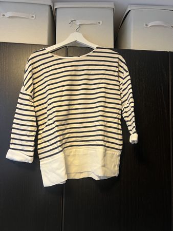 Damen Langarmshirt gestreift weiss dunkelblau Grösse M