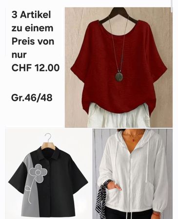 3 Damenblusen Gr.46/48