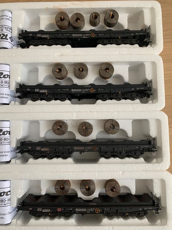 4 x Roco H0 46553, 46550 Rollentransport Güterwagen 6achsig (Gebraucht ...