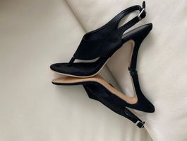 MUST HAVE - edle/stylische High-Heel Flip-Flops, schwarz, 39