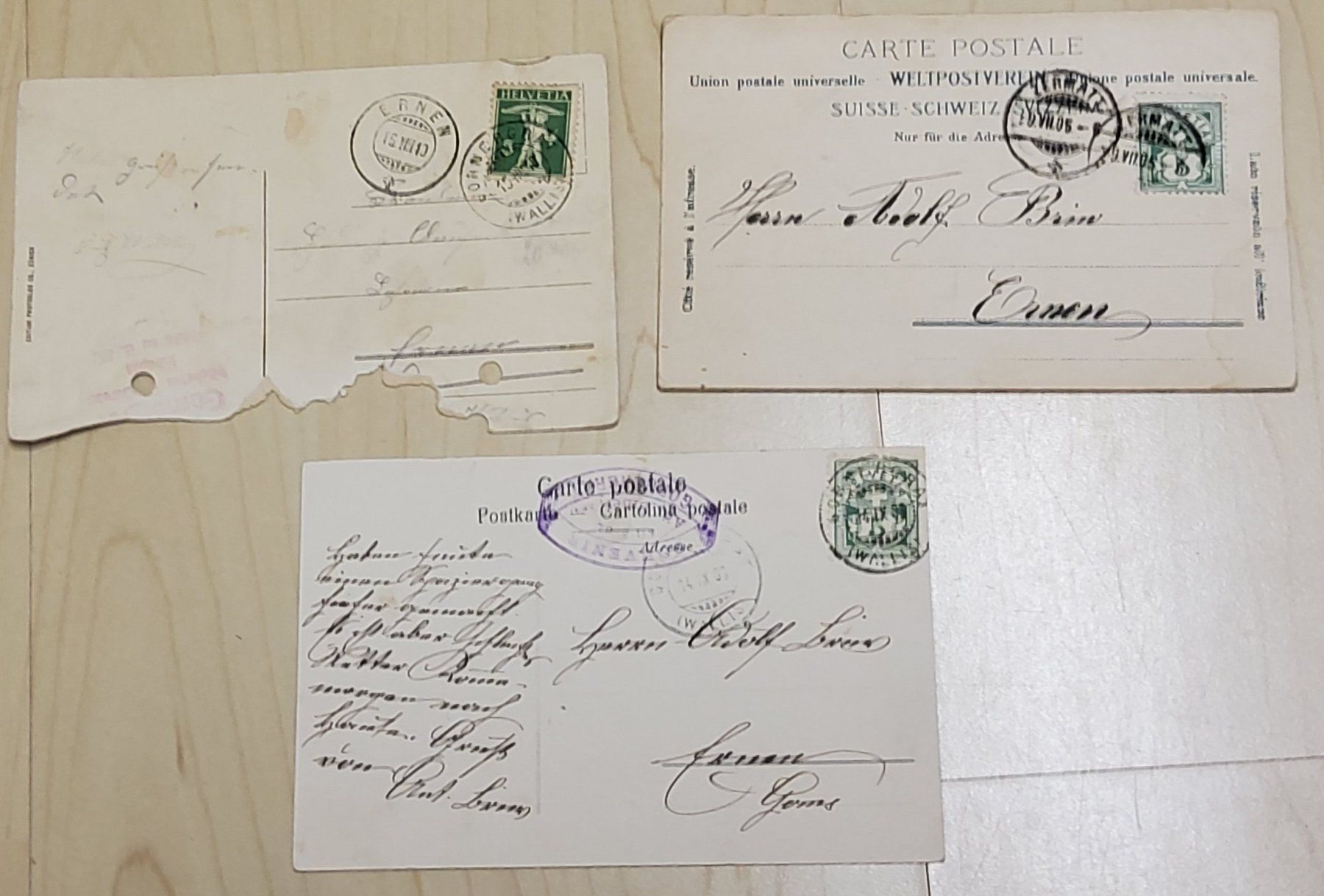 Cartes postales: 3 Postkarten: 1905, 1909, 1910 – D'occasion à Naters par 3904Naters 2