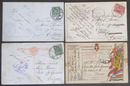 ITALIA: 4 cartoline, posta militare, 1917+1918