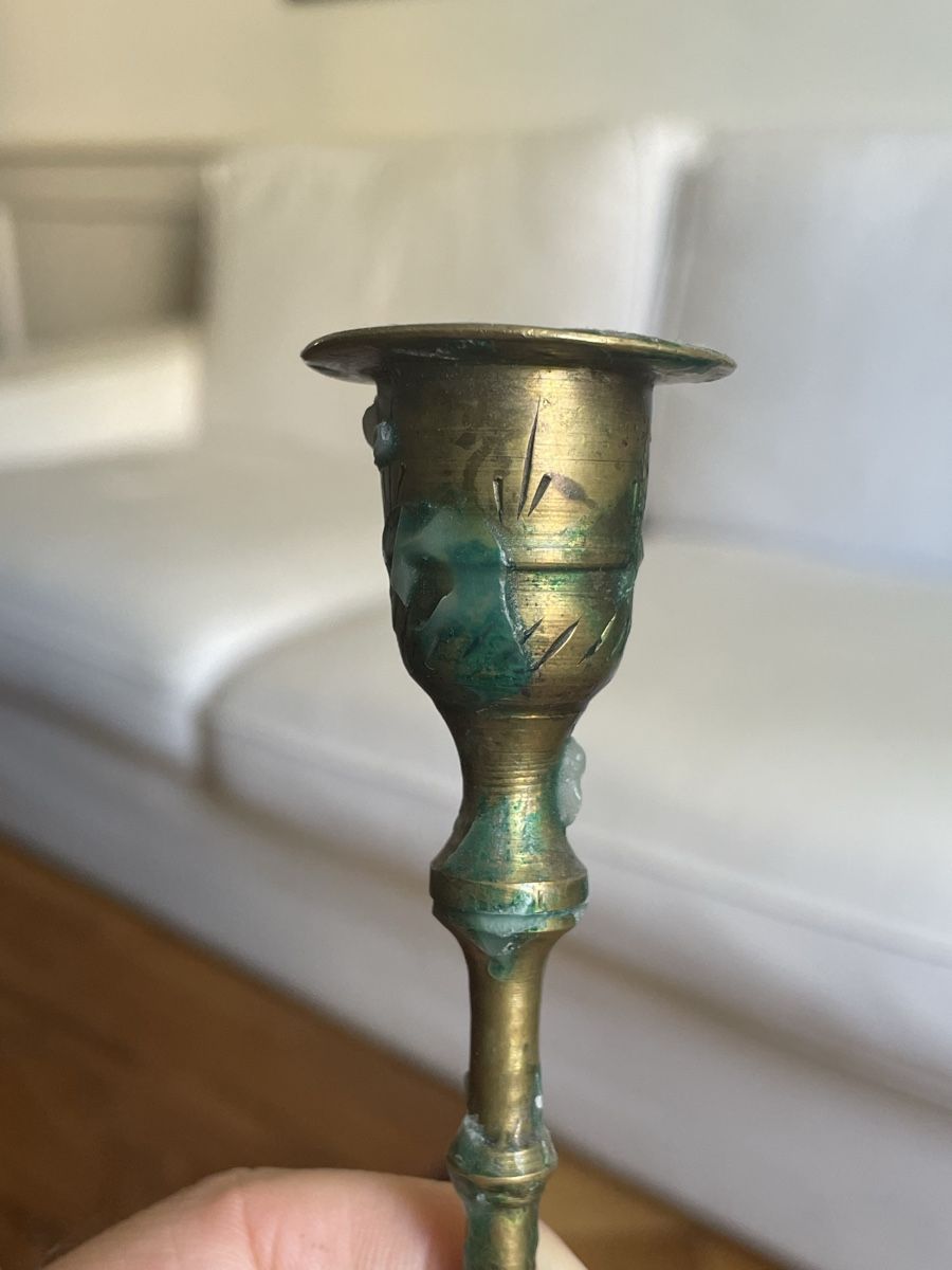 Alle Dekorationen: Brass Candlestick India Engraved Tarnished Single Piece – Gebraucht aus Zürich von woqqy 3