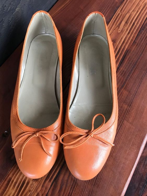 CHATTAWAK Ballerines Femme Cuir Intérieur Souple - Modèle Intemporel Orange, Taille 38 EU, Confort Absolu Toute La Journée
