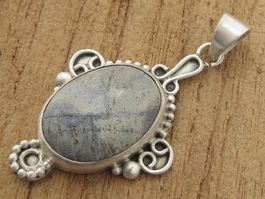 Vintage Anhänger Silber 925 mit Larvikit im Ethno-Stil