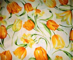Baumwollstoff  50 x 150 cm Tulpen gelb