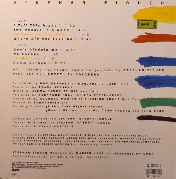 Dischi in vinile: Stephan Eicher ‎– I Tell This Night LP – Usato da Genève venduto da jim.k 3