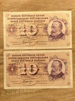 2 x Zehnernoten Schweiz 1967, 1973 leicht gefalzt!