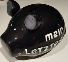 Originelle Spardose Schwein «Letzte letztes Geld» aus Kerami