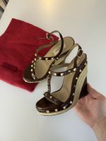 Valentino Garavani Sandales compensées cuir marron pointes 