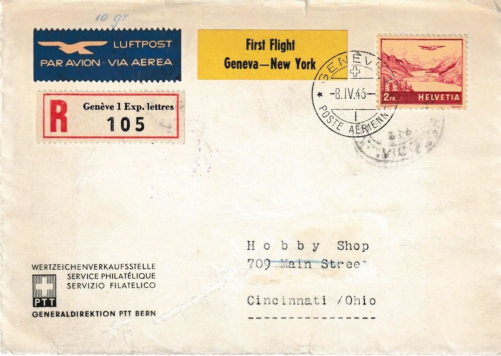 Flug1946 Geneva New York First Flight füR Cincinnati Kaufen auf Ricardo