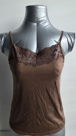Y2K Brown Lace Cami Top S, Fairycore Vibe NEU OHNE ETIKETT