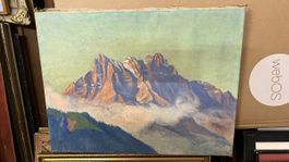 Tableau Montagne Suisse, signé Juvet - Vintage!