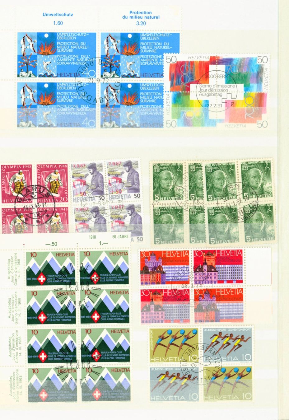 Tutti i francobolli: CH Viererblocks auf 6 Seiten (C202) – Usato da Seuzach venduto da Harri19 2
