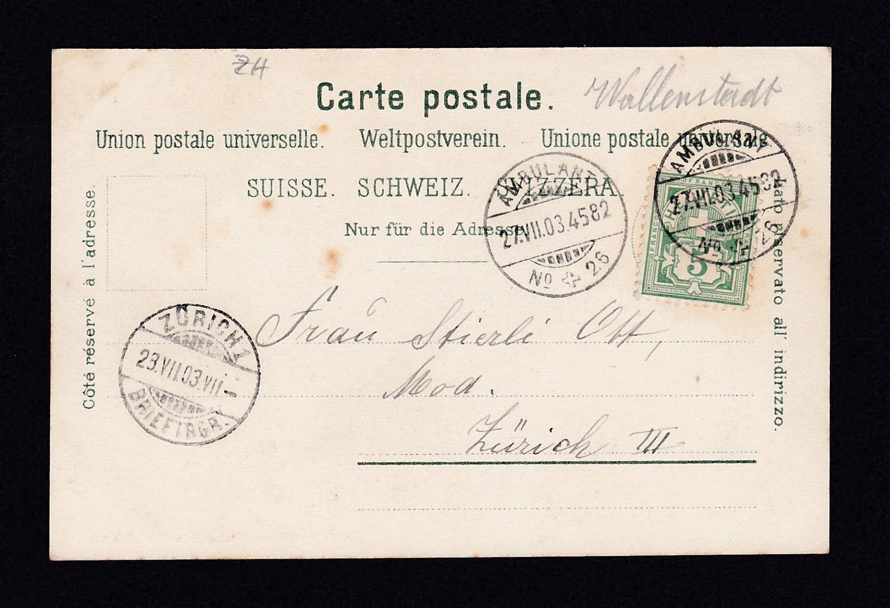 Cartoline postali: ZÜRICH Bahnhof-Einfahrt, Bahn, Dampflok, 1903 – Usato da Reiden venduto da cinfis 1