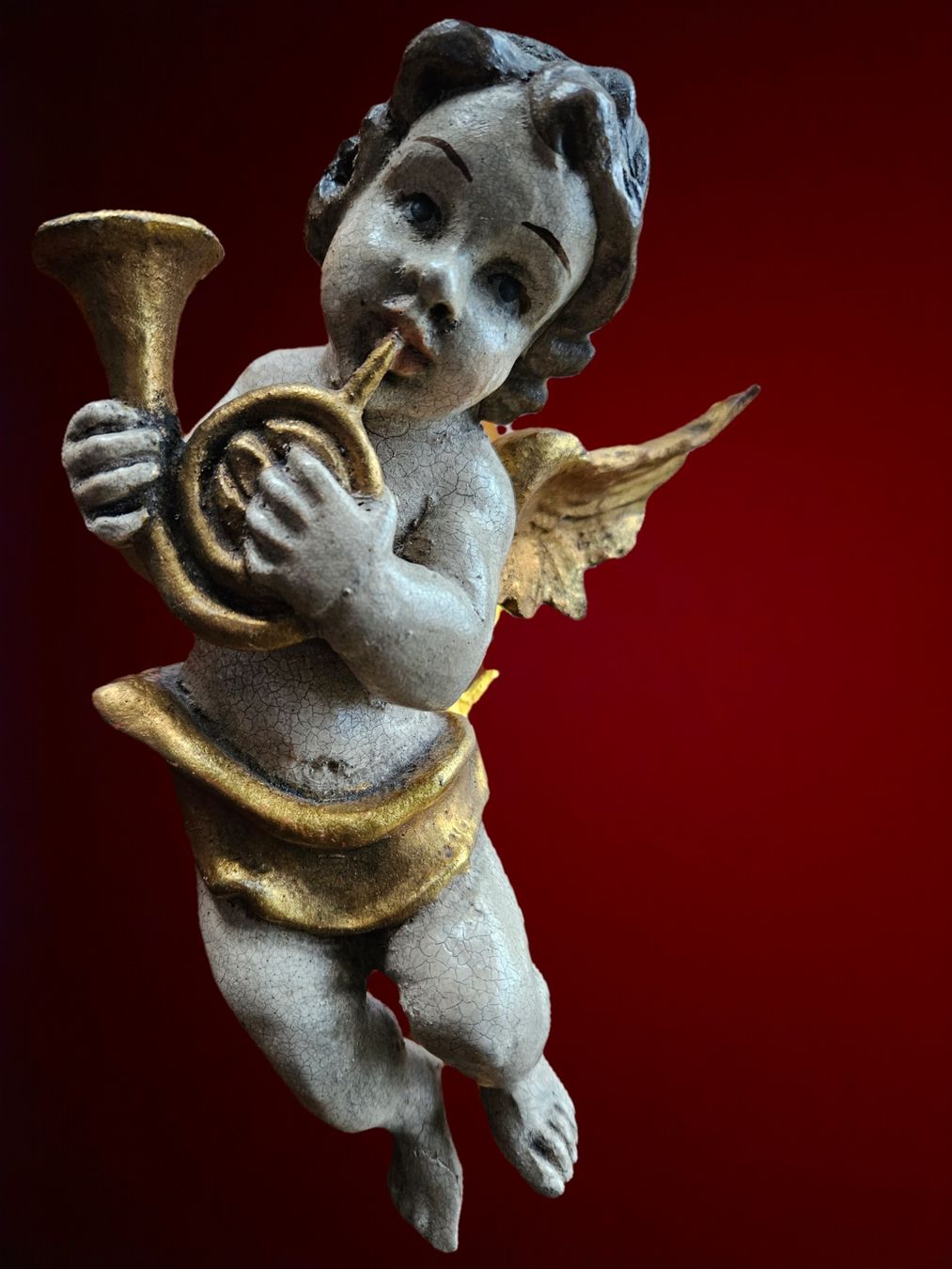 Statuette: alter Putto mit Horn – Usato da Muri b. Bern venduto da rasastro
