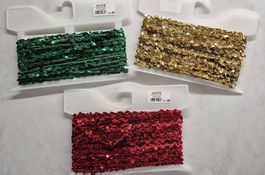 Total 40 m Pailettenborte gold, rot, grün