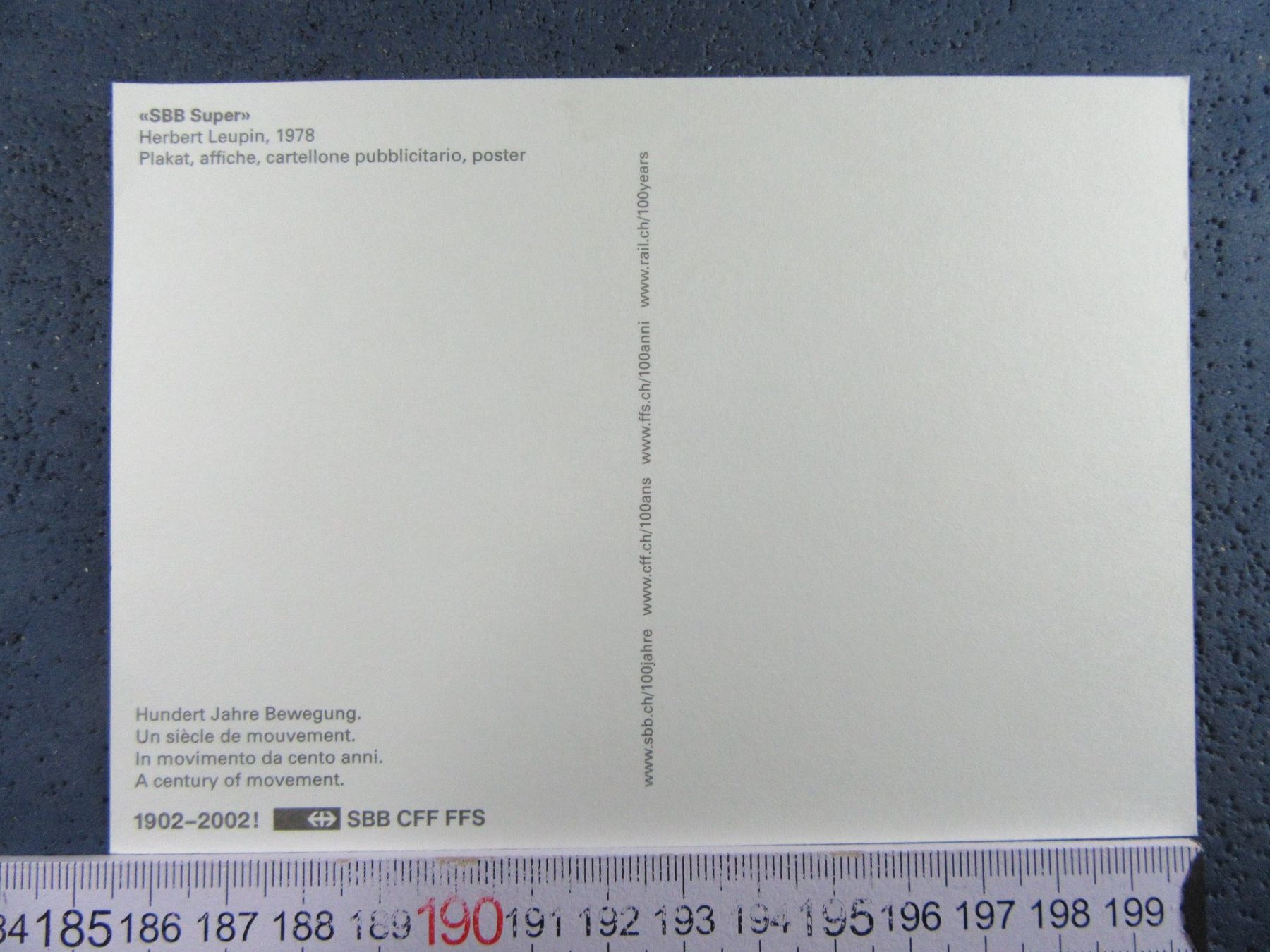 Cartoline postali: BAHN SCHWEIZ SBB-WERBE-AK REPRO HERBERT LEUPIN 1978 – Usato da Ettingen venduto da Hausi4711 1