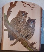 Eulen Gemälde auf Holzbrett - Handgemaltes Unikat für Dich!