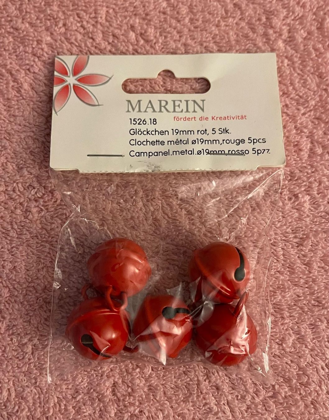 Tutte le decorazioni: 5 rote Glöckchen zum Aufhängen u.basteln – Nuovo e nell'imballaggio originale da Basel venduto da Seifehuesli