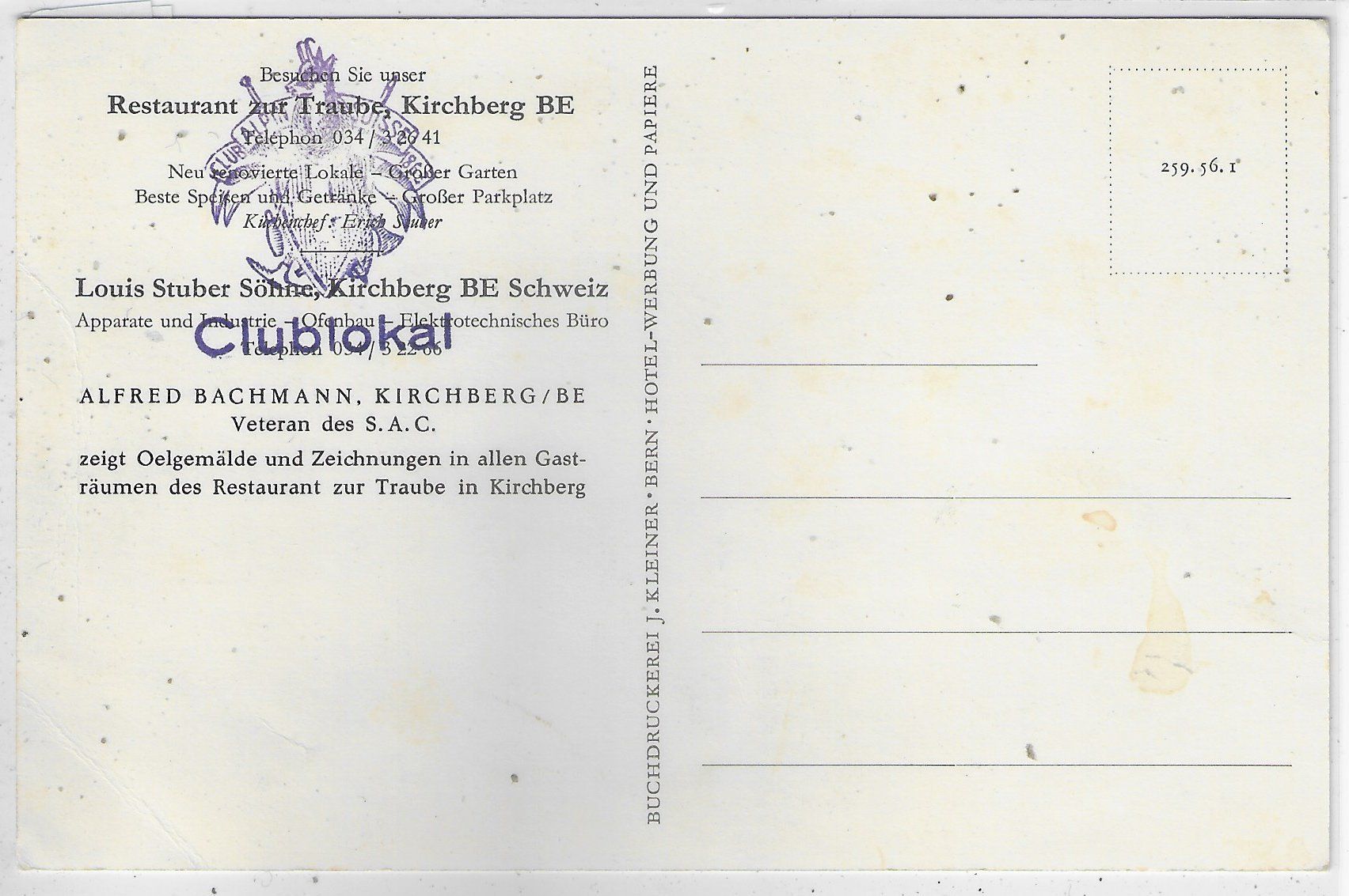 Cartoline postali: Restaurant zur Traube - Kirchberg BE – Usato da Ettingen venduto da Kartenplanet 1