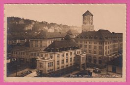 St. Gallen gel 1916 Bahnhof und Postgebäude