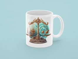 Keramik Tasse Sternzeichen Waage NEU
