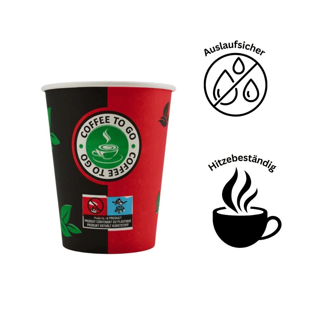 Tazze: 1000 Einweg Kaffeebecher 200ml / 8oz Schwarz/Rot – Nuovo e nell'imballaggio originale da Bülach venduto da StoreInShop.com 1