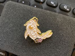 Pin's Poisson Blanc Doré Fleuri Kawaii