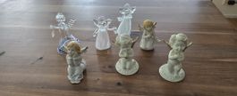 Engel Figuren Set, Keramik/Glas, 7-teilig, Weihnachten 🎄