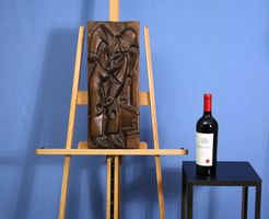 Holzskulptur "Arbeiter" Verso bezeichnet "Mutschnengia 1990"