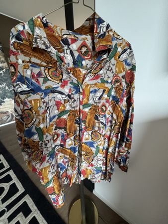 Vintage Seidenbluse mit Golf Muster 100% Seide