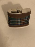 Feldflasche STARWINGS Karomuster braun Leder 5.5oz guter Zus