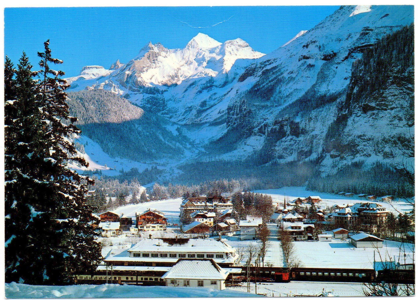 Cartoline postali: KANDERSTEG Bahn - Blümlisalp – Usato da Jona venduto da philajona
