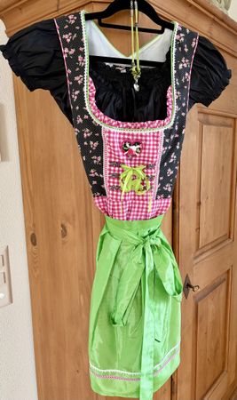 Dirndl Kleid schwarz rosa Grösse S
