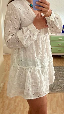 Wie neu: Stradivarius Minikleid, Boho-Kleid Kleid XS S weiss