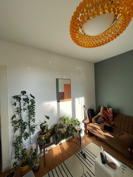 Lustre Vintage Annee 70 Orange Lustre Plastique Decoration