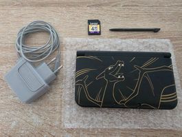 Nintendo 3DS XL schwarz mit Glurak Zeichnung