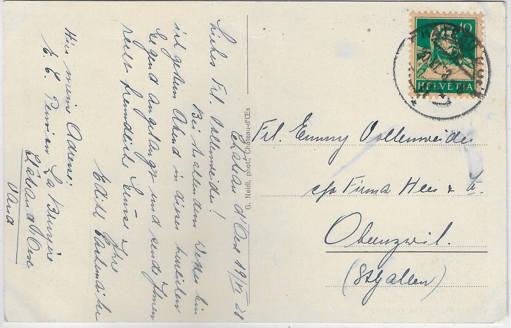 Cartoline postali: Chateau-d'OEx - Vue generale – Usato da Ettingen venduto da Kartenplanet 1