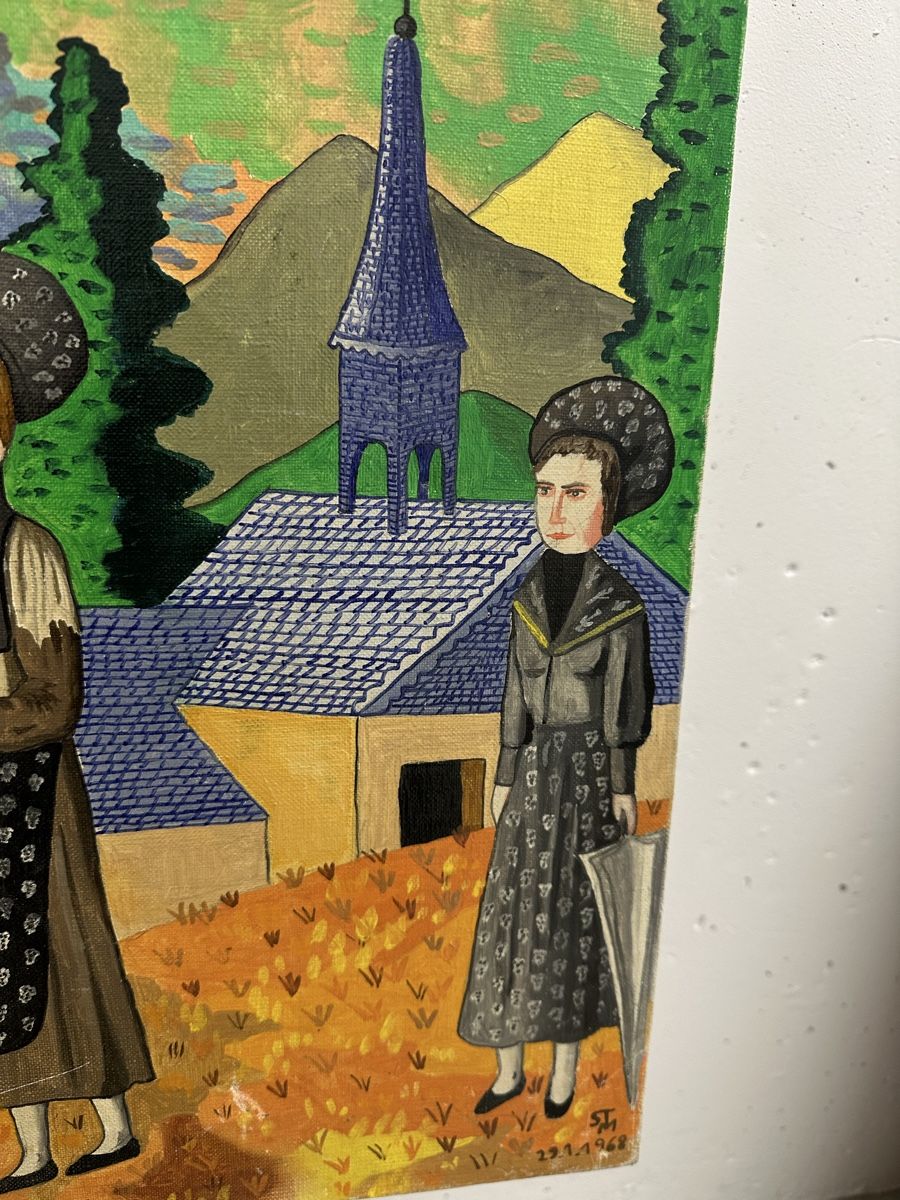 Gemälde: Gemälde "Frauen in Tracht" 1968 Landschaft – Gebraucht aus Ebikon von Gaenggeliwaar 4