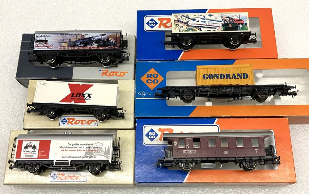 Roco Modelleisenbahnen: Roco H0= 5x Güterwagen - 1x DSG Speiseraum DB - NEUWERTIG – Neu (gemäss Beschreibung) aus Thun von retoolinoo 8