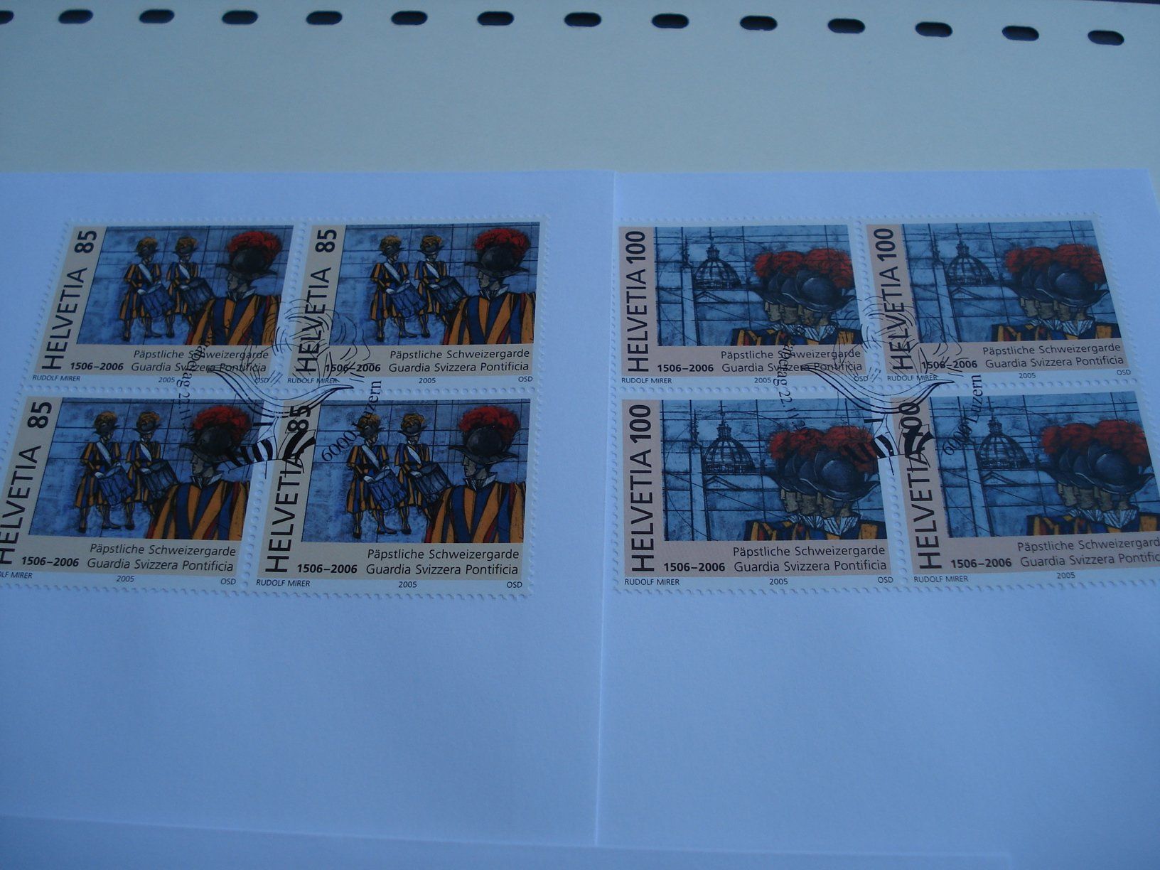 Alle Briefmarken: Satz Schweizer Garde 2005, FDC Einzel+ 4erblock, 3 Be – Gebraucht aus Niederwil AG von morostahu