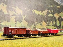 4-teiliges gemischtes Güterwagen_ Set der DB _ DDR _  ÖBB