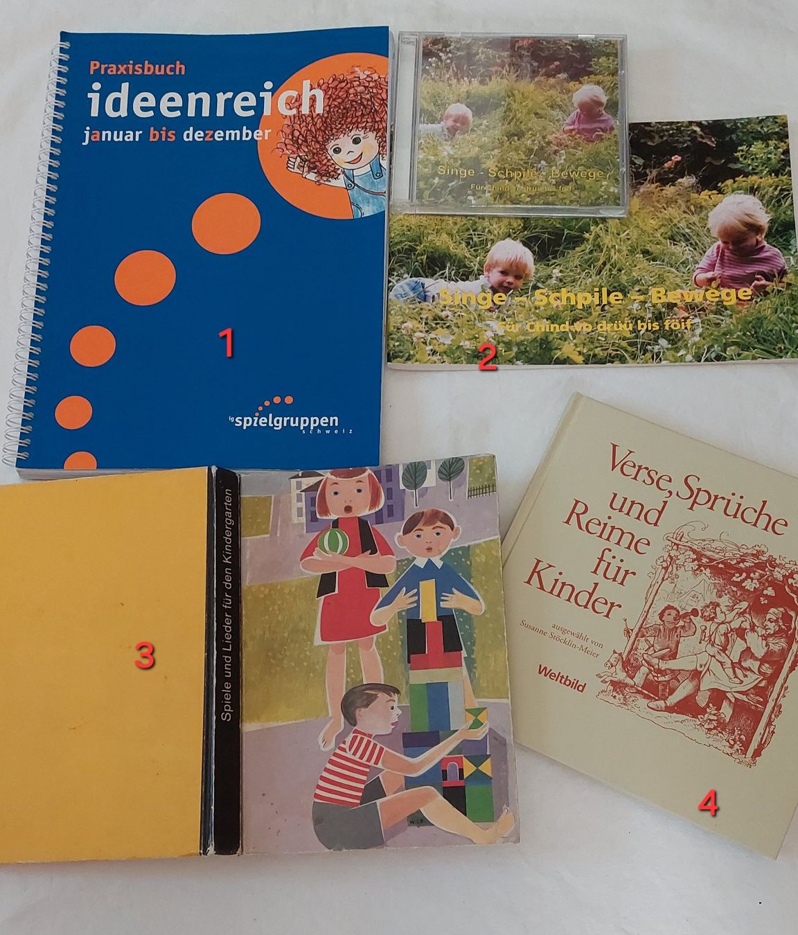 Bücher: 4 Bücher/Hefter Singen, Spielen, Verse... – Gebraucht aus Uitikon Waldegg von Smeragol