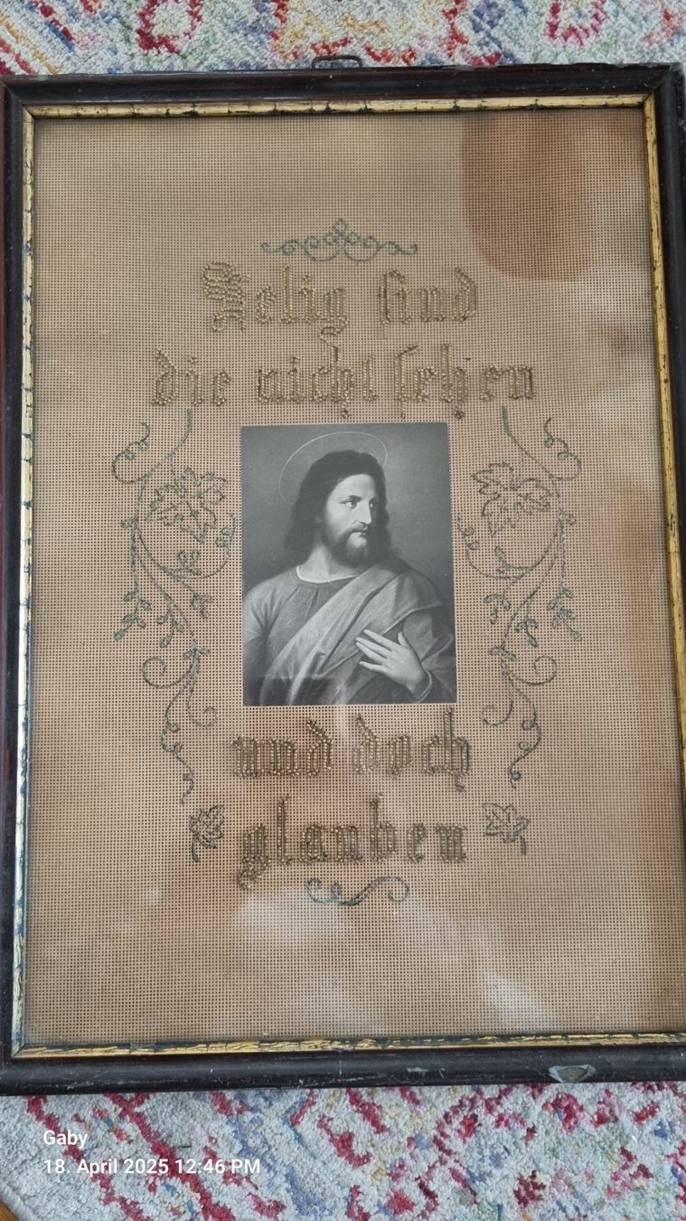Poster & Bilder: Antikes Stickbild Jesus Christus, gerahmt – Gebraucht aus Dietikon von Jakaranda02