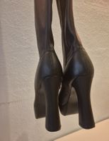 Stiefel Overknee Plateau Blockabsatz Schwarz, 41