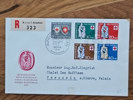 R- FDC Brief mit PP Satz 1957 (Kat 60.--) für nur 7.--