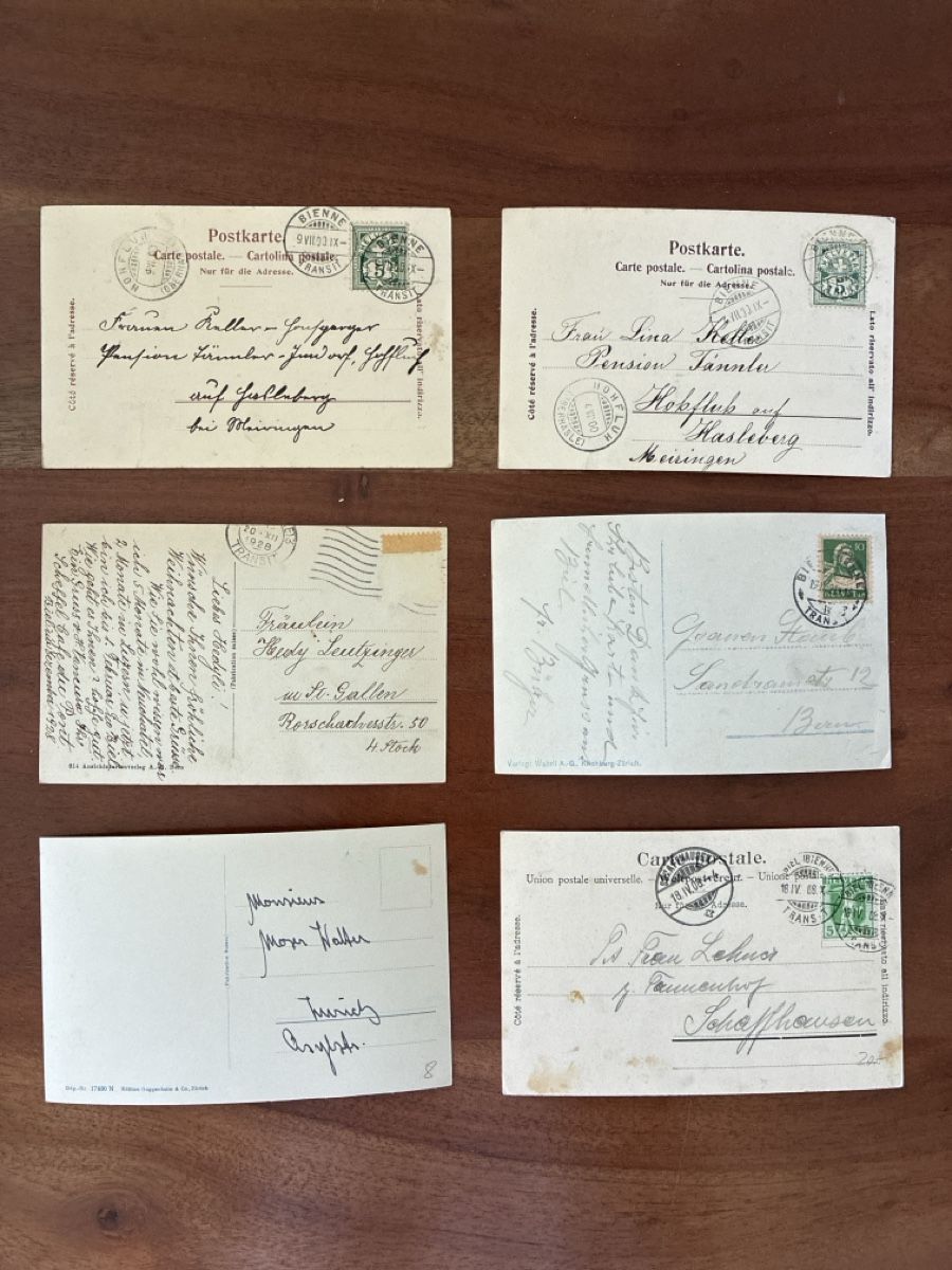Ansichtskarten: 11 Ansichtskarten Schweiz von Biel BE – Gebraucht aus Oftringen von Cla.vD.74 3