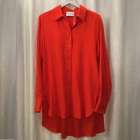 Herzensangelegenheit Long Bluse Seide uni rot matt Gr 36