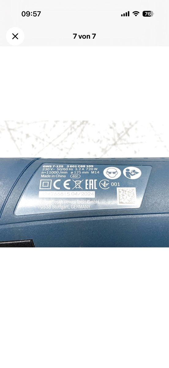 Tutte le macchine: Winkelschleifer BOSCH Professional GWS 7-125 – Usato da Nottwil venduto da marcowu79 6